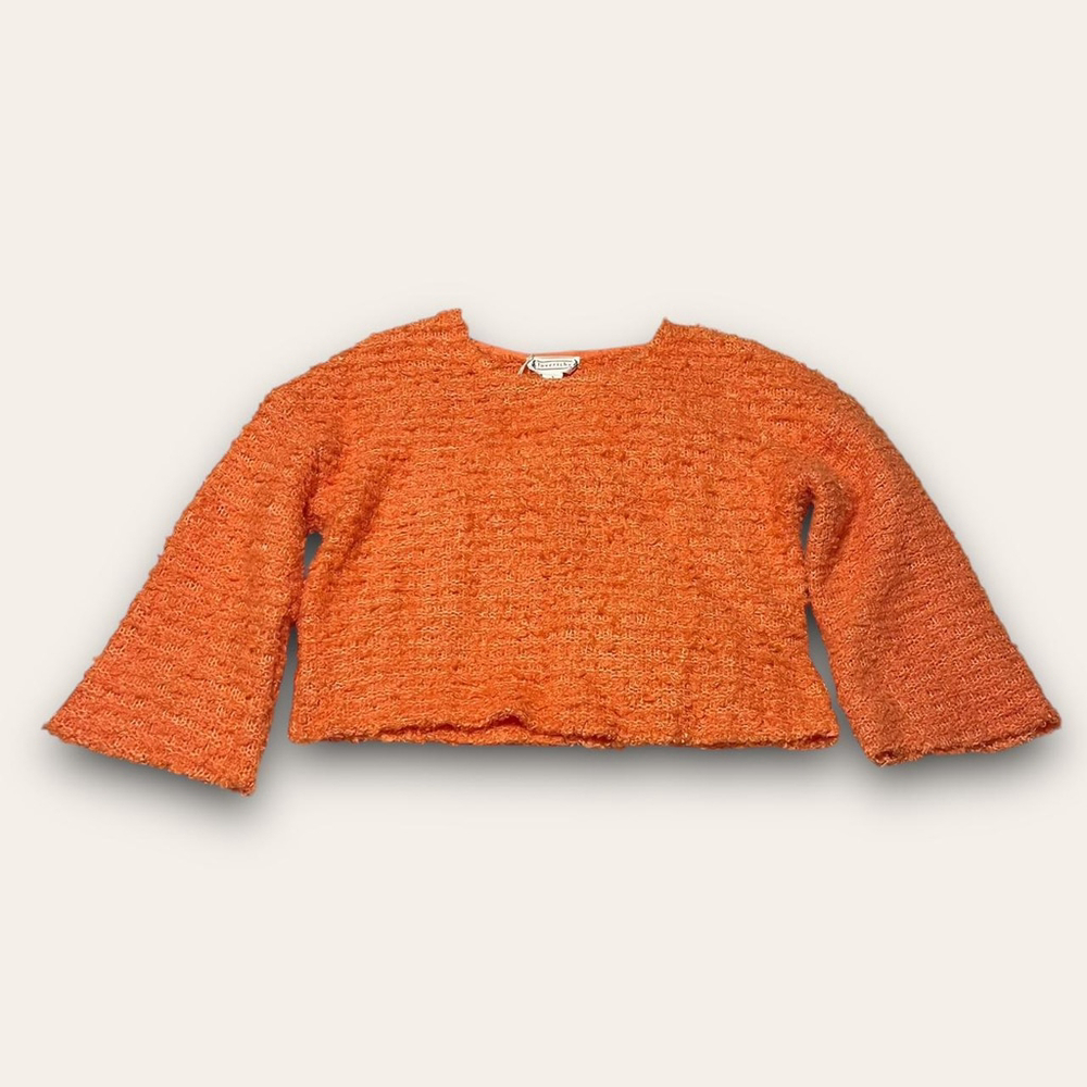 NWT Love Riche Orange Boxy Cropped Sweater Size Small Fuzzy Cozy Cottagecore
